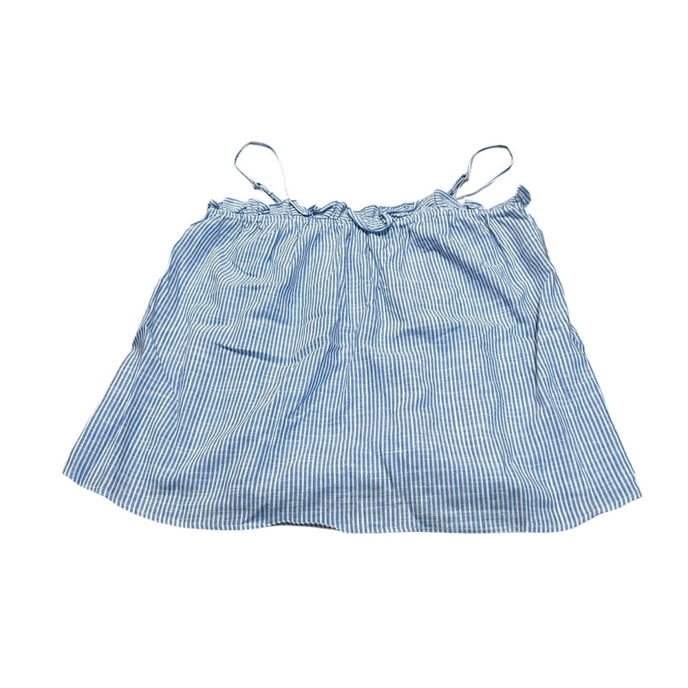 H&M blue and white linen blend tank